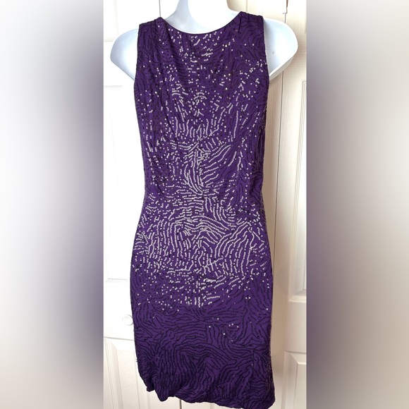 VELVET Graham Spencer Larissa Sequin Dress Scoop Ruched Party Cocktail Purple - Picture 6 of 10